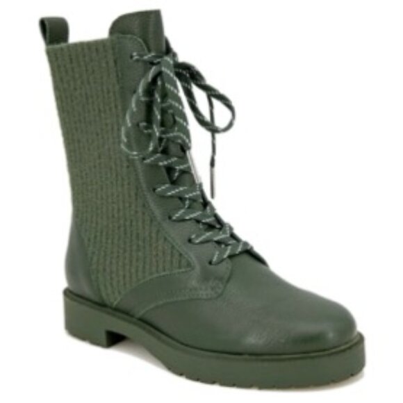 SPLENDID Women's Mixed Media Heel Pull-Tab Scout Toe Combat Boots Green Size 7 - Picture 1 of 5